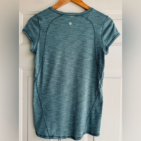 Lululemon Another Mile Short Sleeve Heathered Green Smoke Sz 4 - Picture 7 of 9